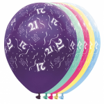 Folat 5x stuks Helium leeftijd ballonnen 21 jaar versiering/feestartikelen/verjaardag - formaat 30 cm