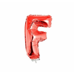 Rode opblaas letter ballon F op stokje 41 cm - Rood