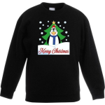 e kersttrui pinguin voor kerstboom voor jongens en meisjes - Kerstruien kind - Zwart