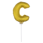 en opblaas letter ballon C op stokje 41 cm - Goud