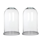 Mica Decorations 2x Glazen decoratie stolpen Hella op witte houten plateau 23 x 38 cm - Home Deco stolpen - Woonaccessoires