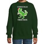 Bellatio Decorations Christmas tree rex Kerstsweater / Kerst trui voor kinderen - Kerstkleding / Christmas outfit - Groen