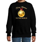 Bellatio Decorations Kersttrui / sweater - Merry Christmas to the world - wereldbol kerstbal - kinderen - Kerstmis kinderkleding - Zwart