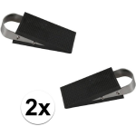 Ben Tools 2x Deurstopper klem / wig - 12,5 cm - RVS / Rubber - deurwig - Zwart