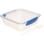 Transparant mete lunchbox met vorkje 1000 ml - Voedselbewaar trommel/broodtrommel - Blauw