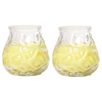 Cosy&Trendy 2x Citronella lowboy tuin/huis kaarsen in glas 7 cm - Binnen/buiten kaarsen - Anti muggen/insecten artikelen - Geel