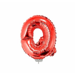 Rode opblaas letter ballon Q op stokje 41 cm - Rood