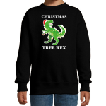 Bellatio Decorations Christmas tree rex Kerstsweater / Kerst trui voor kinderen - Kerstkleding / Christmas outfit - Zwart