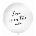 Mega ballonnen wit met Love is in the air tekst - Bruiloft feestartikelen en versieringen - 1 meter diameter