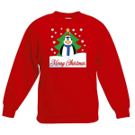 Rode kersttrui pinguin voor kerstboom voor jongens en meisjes - Kerstruien kind - Rood