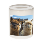 Bellatio Decorations Dieren alpaca foto spaarpot 9 cm jongens en meisjes - Cadeau spaarpotten alpacas liefhebber