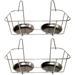 2x Dubbele zilveren bloempot muurhangers voor potmaat 20 cm metaal - Muurpothangers voor plantenbakken/bloembakken - Tuin/muur decoraties - Silver