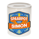 Bellatio Decorations Kinder spaarpot voor Simon - keramiek - naam spaarpotten