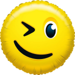 Folie ballon knipoog smiley 35 cm - Folieballon knipoog emoticon 35 cm - Geel
