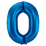 Cijfer 0 nul ballon 86 cm - Blauw
