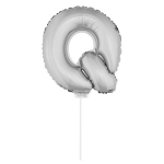 Zilveren opblaas letter ballon Q op stokje 41 cm - Silver