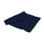 Fleece sjaal met franjes volwassenen marineblauw 160 cm