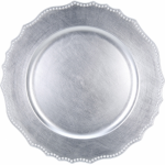 Bellatio Decorations Rond zilveren kaarsenplateau/kaarsenbord 33 cm - onderbord / kaarsenbord / onderzet bord voor kaarsen - Silver