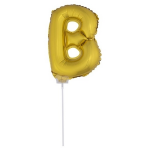 en opblaas letter ballon B op stokje 41 cm - Goud