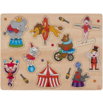 Engelhart Houten knopjes/noppen speelgoed puzzel circus thema 30 x 22 cm - Educatief speelgoed voor kinderen