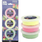 3x Neon Silk Clay klei 14 gram - Knutselset boetseerklei -/groen/geel - Roze