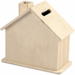 Spaarpot houten huisje 10 cm - Beige