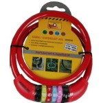 Kabelslot met cijferslot 10 x 650 mm - Rood