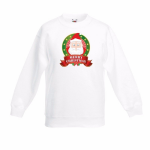 Bellatio Decorations Kerst sweater / Kersttrui voor kinderen met Kerstman print - wit - jongens en meisjes sweater