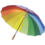 Regenboog paraplu met houten handvat 130 cm