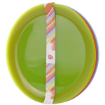 6x Gekleurde borden kunststof 21 cm - Campingservies/picknickservies