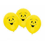 6x stuks gele Party ballonnen smiley emoticons thema - Verjaardag feestartikelen/versiering - Geel