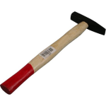 Bankhamer / hamer met houten steel 30 cm - lichtbruin / rood - 300 gram - gereedschap hamer / werkbankhamer
