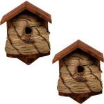 2x Vogelhuisjes/nestkastjes bijenkorf - Tuindecoratie nestkast vogelhuisjes - Bruin