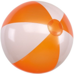 1x Opblaasbare strandbal/wit 28 cm speelgoed - Buitenspeelgoed strandballen - Opblaasballen - Waterspeelgoed - Oranje