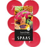 Spaas 12x Maxi geurtheelichtjes Tropical Delight 10 branduren - Geurkaarsen tropische vruchten geur - Grote waxinelichtjes - Roze