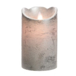 LED kaars/stompkaars zilver 12 cm flakkerend - Kerst diner tafeldecoratie - Home deco kaarsen - Silver