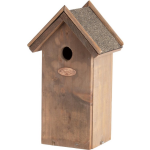 Houten vogelhuisje/nesthuisje koolmees 31.5 cm met kijkluik - Vurenhouten vogelhuisjes tuindecoraties - Vogelnestje voor kleine tuinvogeltjes - Bruin