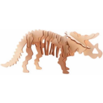 Houten 3D puzzel dinosaurus Triceratops 21 cm - Dino bouwspeelgoed Triceratops - Bruin
