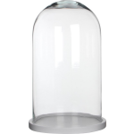 Mica Decorations Glazen decoratie stolp Hella op houten plateau 23 x 38 cm - Home Deco stolpen - Woonaccessoires - Wit