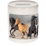 Bellatio Decorations Dieren paard foto spaarpot 9 cm jongens en meisjes - Cadeau spaarpotten paarden liefhebber
