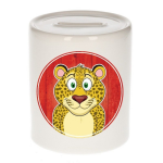 Bellatio Decorations Vrolijke luipaard dieren spaarpot 9 cm - keramiek - spaarpotten voor kinderen