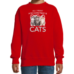Bellatio Decorations Kitten Kerstsweater / Kerst trui All I want for Christmas is cats voor kinderen - Kerstkleding / Christmas outfit - Rood