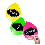6x stuks Neon kleur ballonnen beschrijfbaar met krijtjes