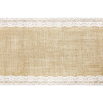 Jute tafellopers 28 x 275 cm met wit kant - Thema antiek/romantisch - Tafeldecoratie versieringen - Bruin