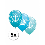 5x stuks Marine/maritiem thema party ballonnen - Feestartikelen en versiering - Blauw