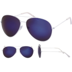 Aviator zonnebril met blauwe glazen voor volwassenen - Piloten zonnebrillen dames/heren - Wit