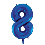 Cijfer 8 folie ballon van 86 cm - Blauw