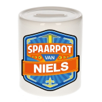 Bellatio Decorations Kinder spaarpot voor Niels - keramiek - naam spaarpotten