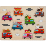 Engelhart Houten knopjes/noppen speelgoed puzzel foodtruck thema 30 x 22 cm - Educatief speelgoed voor kinderen