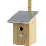 Best For Birds Houten vogelhuisje/nesthuisje 33 cm met zinken dak - Vurenhouten spiegel vogelhuisjes tuindecoraties - Vogelnestje voor kleine tuinvogeltjes - Bruin